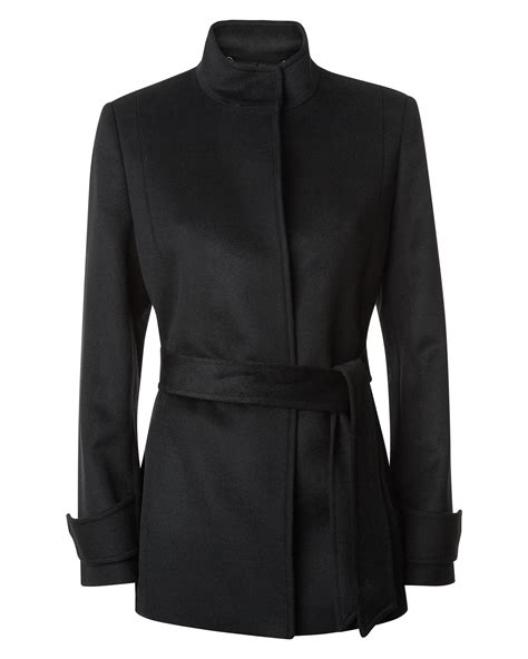 funnel neck black coat women.